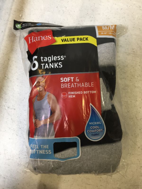 Photo 2 of Hanes Men's Soft and Breathable Tank Assorted 6-Pack M