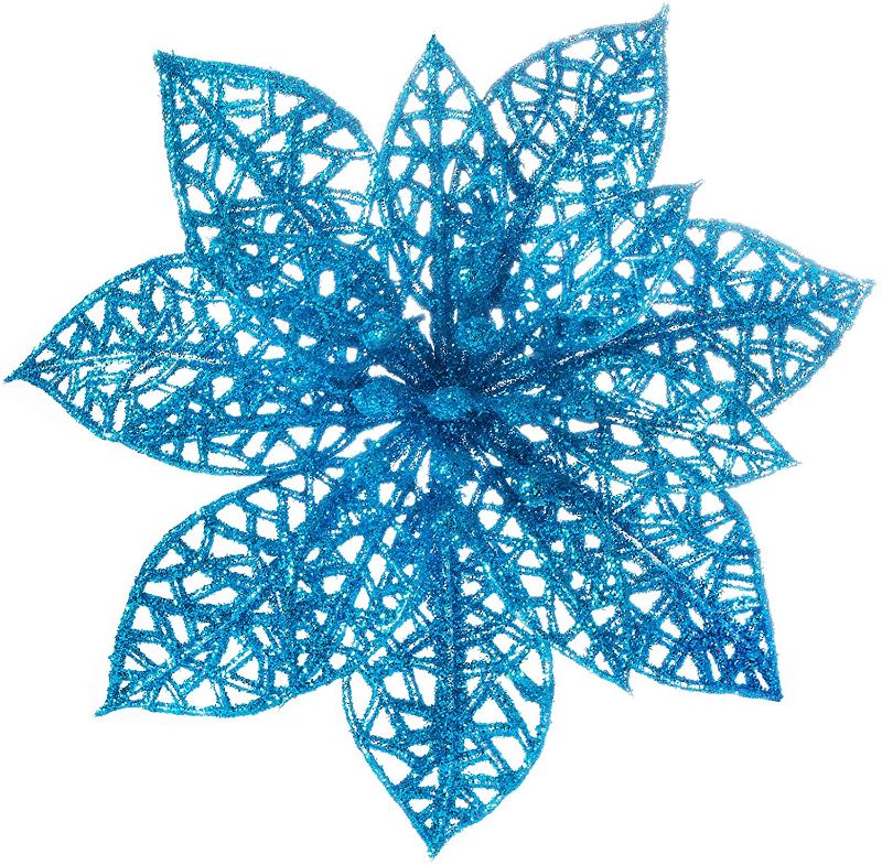 Photo 1 of 12 Pcs Christmas Tree Decorations Glitter Sapphire Blue Poinsettia,Artificial Poinsettias Flowers Christmas Tree Ornaments for Christmas Party Decor
2 PCK