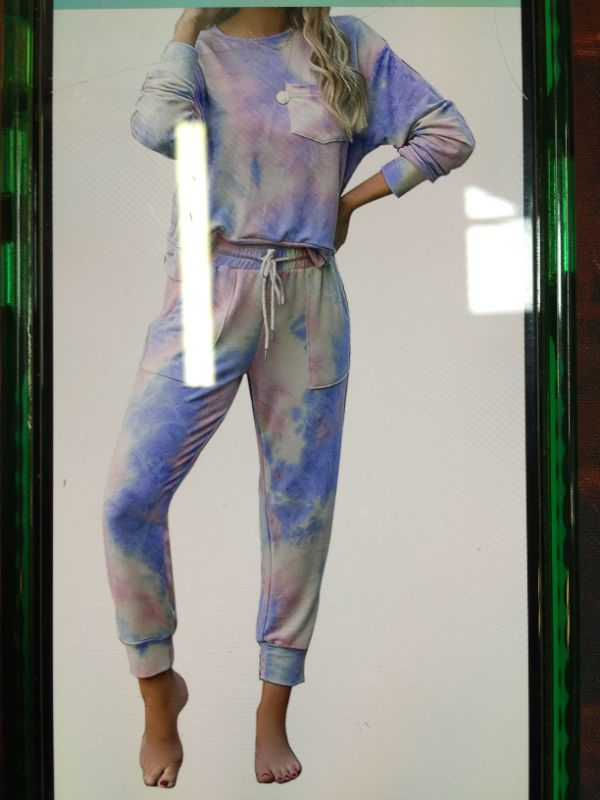 Photo 1 of LOOKBOOKSTORE WOMENS COZY TIE DYE PRINTED KNIT LOUNGEWEAR 2 PCS XL