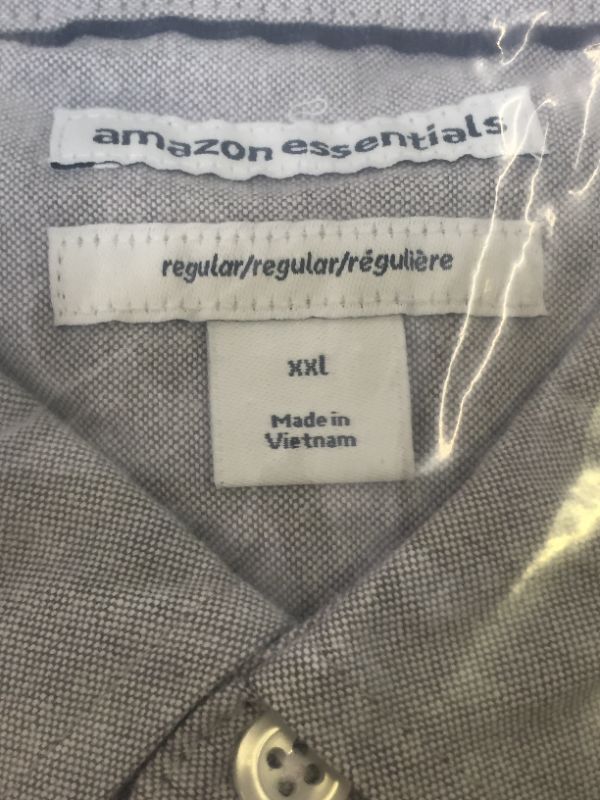Photo 2 of Amazon Essentials Men's Regular-Fit Short-Sleeve Pocket Oxford Shirt GREY
SIZE XXL