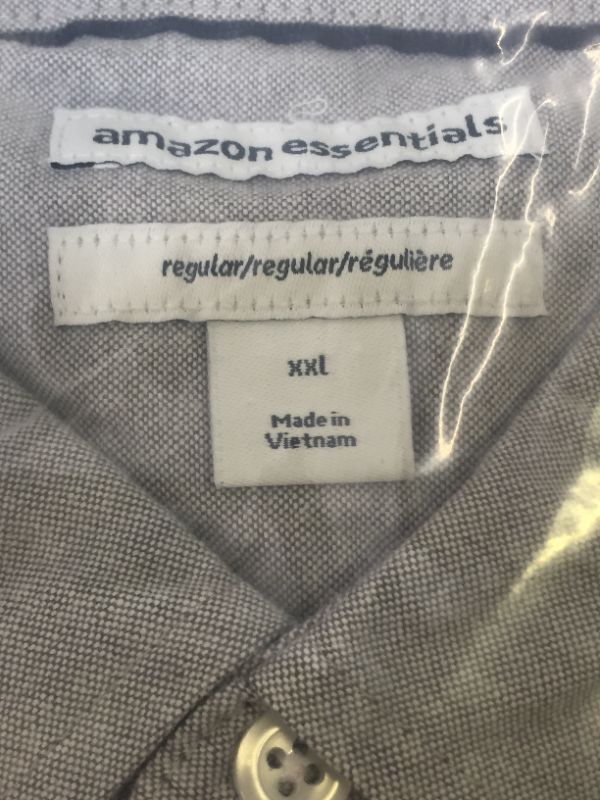 Photo 3 of Amazon Essentials Men's Regular-Fit Short-Sleeve Pocket Oxford Shirt GREY
SIZE XXL