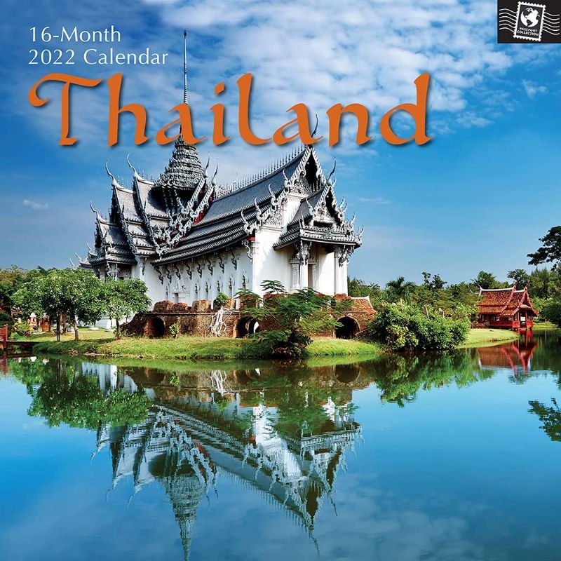 Photo 1 of 2022 Square Wall Calendar - Thailand, 12 x 12 Inch Monthly View, 16-Month, Passport Collection Theme, Includes 180 Reminder Stickers
