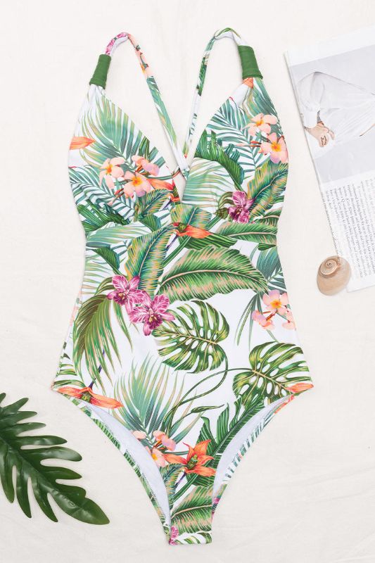 Photo 2 of Esme Tropical Crisscross One Piece Swimsuit Size: Medium