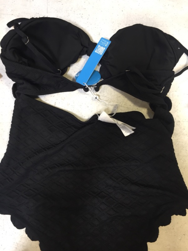 Photo 4 of Black Knotted Scalloped One Piece Swimsuit Size: XLarge