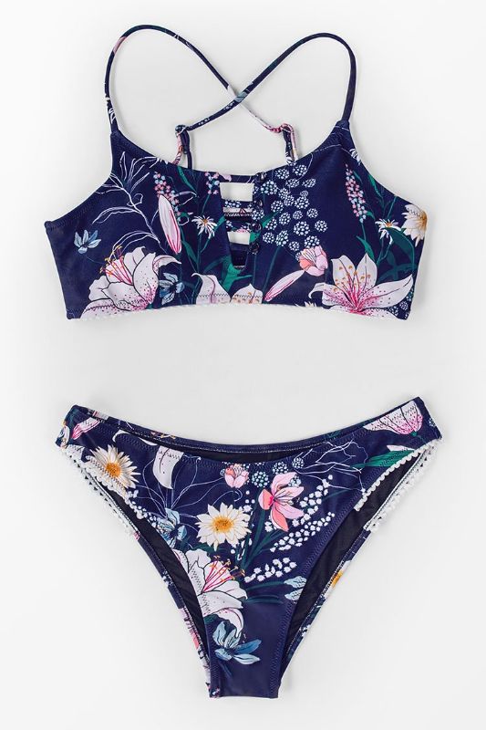 Photo 3 of 
Navy Floral Cutout Bikini Size: Medium