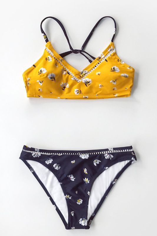 Photo 3 of Yellow And Navy Floral Bikini Size: Medium