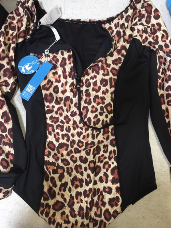 Photo 3 of Kataleya Leopard Long Sleeve One Piece Swimsuit Size: Small