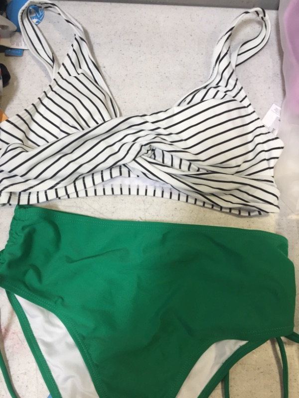 Photo 4 of 
Stripe Bikini With Green Cinched Bottom Size: Medium