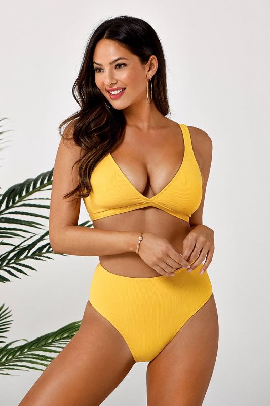 Photo 3 of 
Yellow Double V High Waisted Bikini Size: Medium