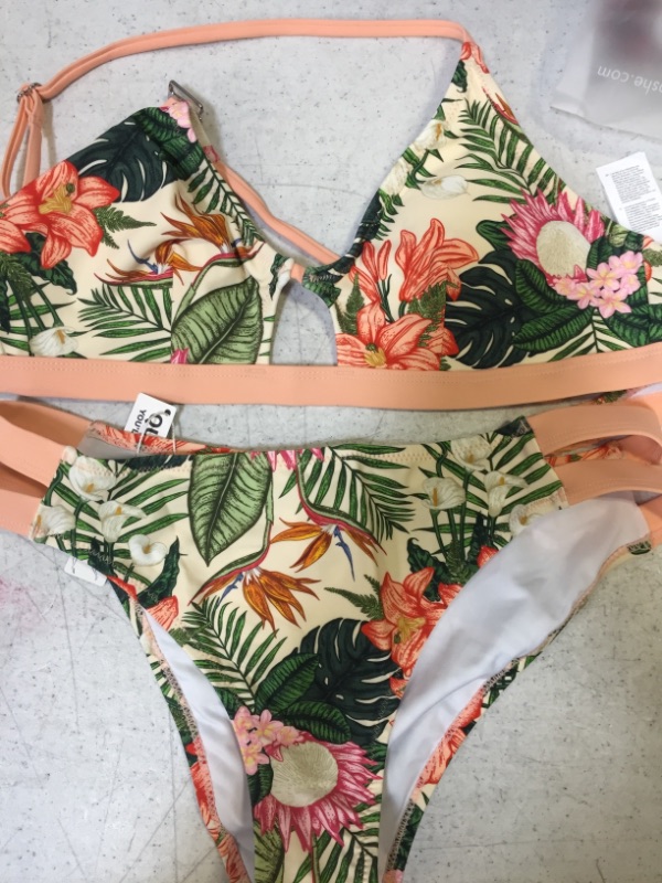 Photo 4 of 
Carolyn Leafy And Floral Crisscross Strappy Bikini Size: medium