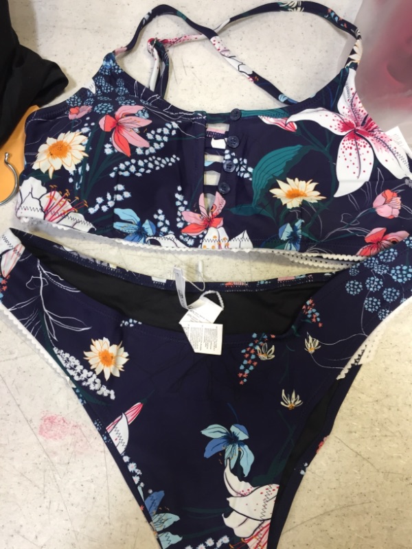 Photo 3 of Navy Floral Cutout Bikini Size Large