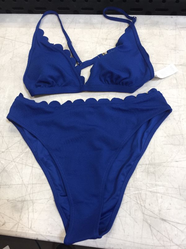 Photo 2 of Blue Scalloped Mid Waisted Bikini LARGE
