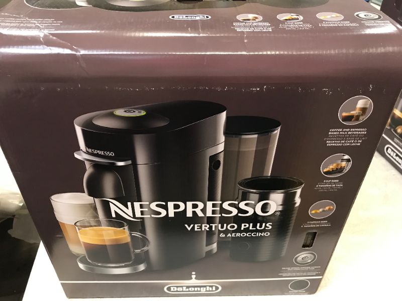 Photo 2 of De'Longhi Nespresso VertuoPlus Coffee and Espresso Maker with Aeroccino, Black