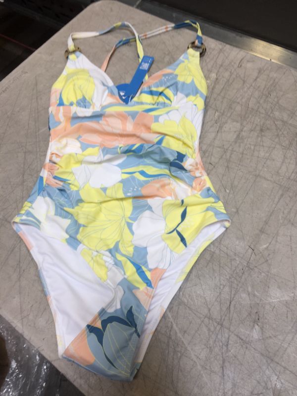 Photo 2 of Happy Blossom O-Ring Side Shirred One Piece Swimsuit XS