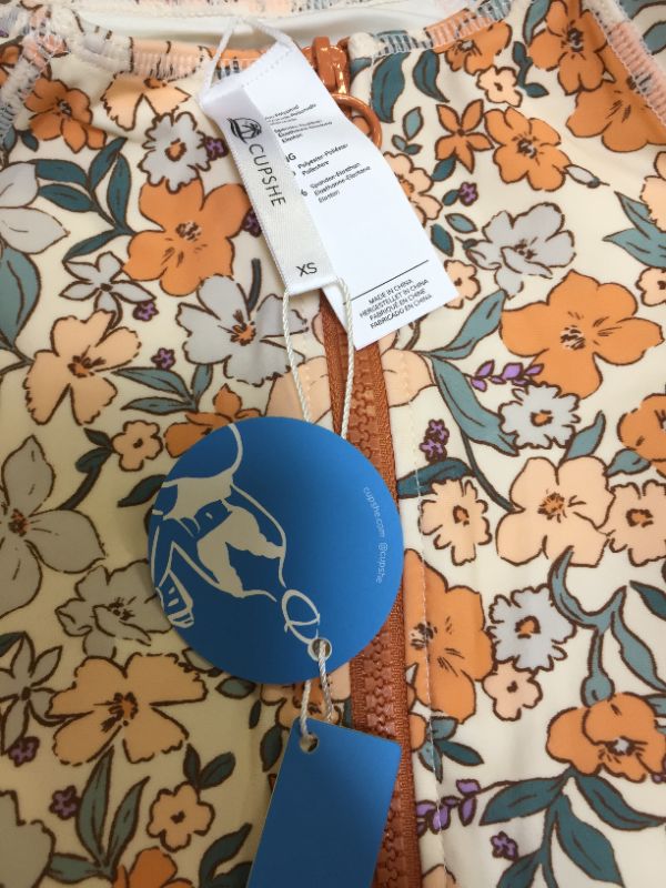 Photo 1 of Elodie Ditsy Zipper Short Sleeve One Piece Swimsuit XS