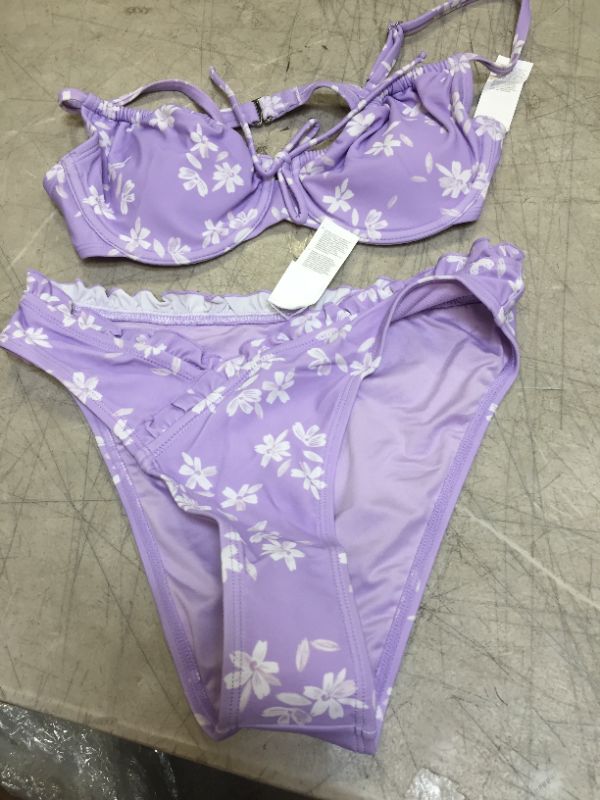 Photo 1 of Allyssa Ditsy Tie Overlap Frill Bikini SMALL
