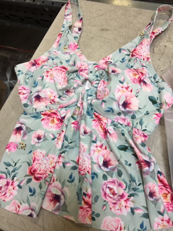 Photo 2 of Floral Plus Size Ruffle Tankini Top 1X