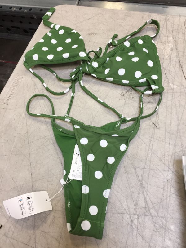 Photo 2 of Green Polka Dot Triangle Bikini MEDIUM