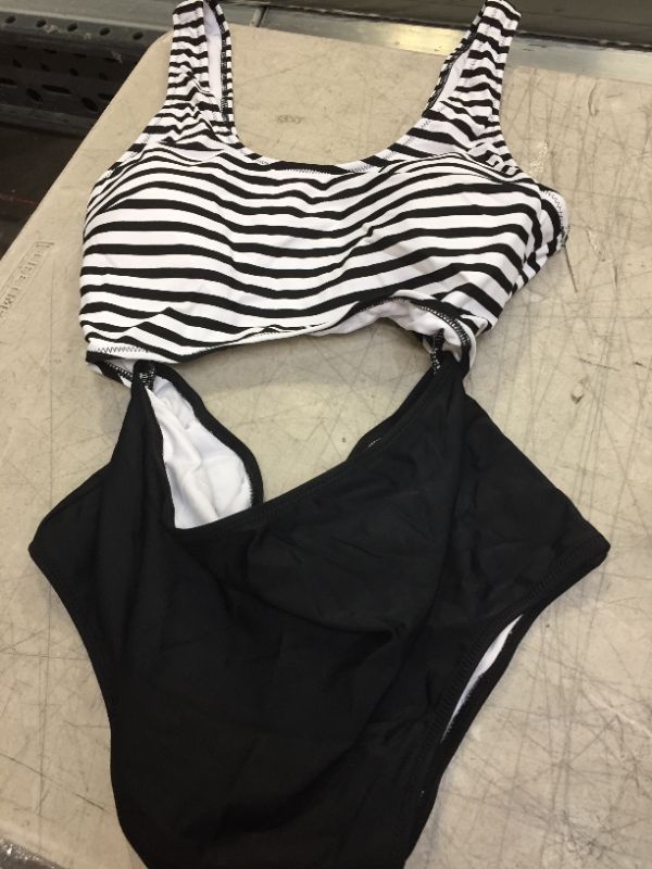 Photo 2 of Black And White Cutout One Piece Swimsuit XL