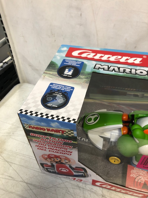 Photo 5 of Carrera RC 370162108X Official Licensed Mario Kart Yoshi Race Kart 1:16 Scale 2.4 GHz Splash Proof Remote Control Car Vehicle with Sound and Body Tilting Action - Rechargeable Battery - Kid Toys
