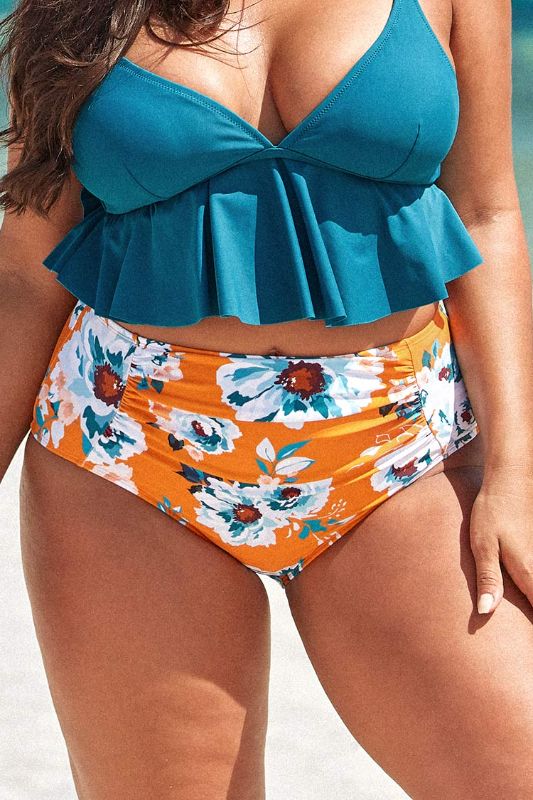 Photo 1 of Esther Floral High Waisted Plus Size Bikini Bottom 2X