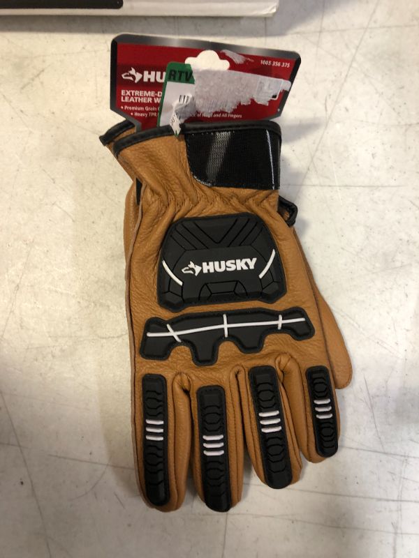 Photo 2 of Husky Large Premium Grain Cowhide Leather Heavy Duty Impact Work Glove
