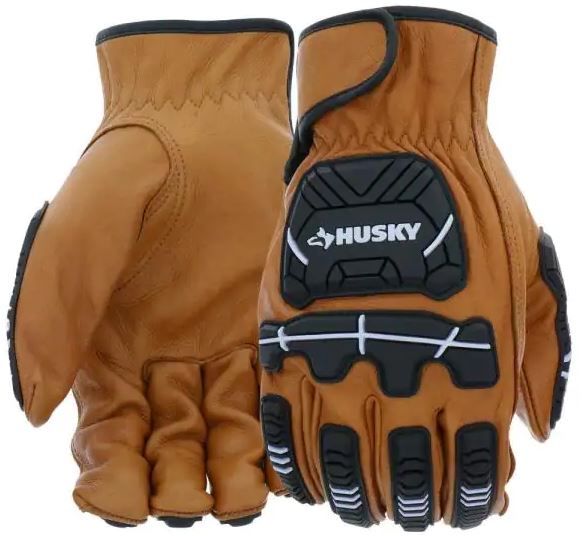 Photo 1 of Husky Large Premium Grain Cowhide Leather Heavy Duty Impact Work Glove
