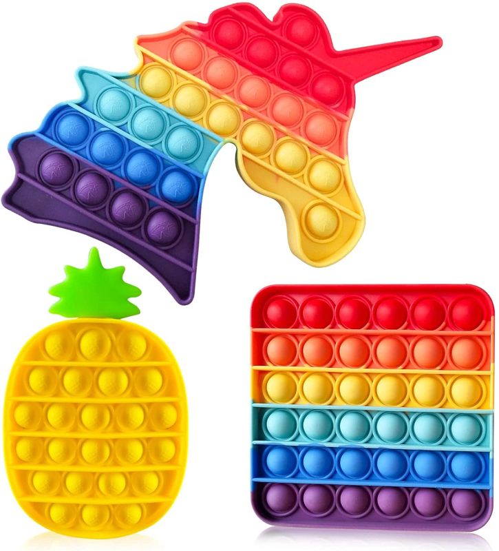 Photo 1 of Lux Dekor Pop It Fidget Toy – Pack of 3 - Push Pop Bubble Fidget Sensory Toy Autism Special Needs Silicone Toy, Game Anti-Anxiety Stress Reliever Fidget Toy for Home School Adults Women Men Kids 2 pack 
