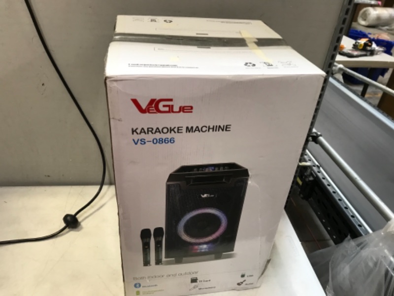 Photo 7 of VeGue Karaoke Machine, Bluetooth Speaker PA System for Adults & Kids with 2 Wireless Microphones, 8'' Subwoofer, Wireless Singing Machine for Christmas Party, Wedding, Gathering(VS-0866)
