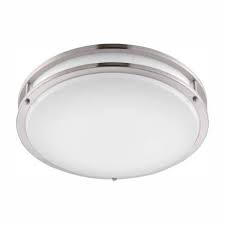 Photo 1 of 16 in. 1-Light Brushed Nickel Dimmable LED Flush Mount
