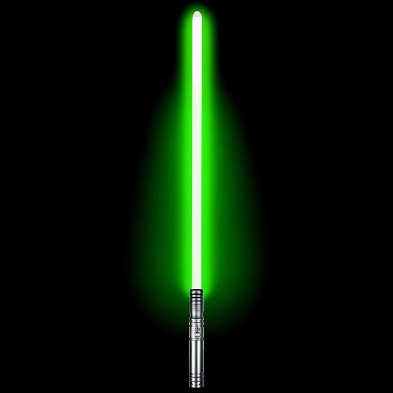 Photo 1 of Lightsaber RGB 12 Colors Changeable Dueling Light Sabers - Metal Hilt Black Series Force FX Light Sabers for Adults, 9 Sound Fonts, FOC, Support Real Heavy Dueling (Silver)
