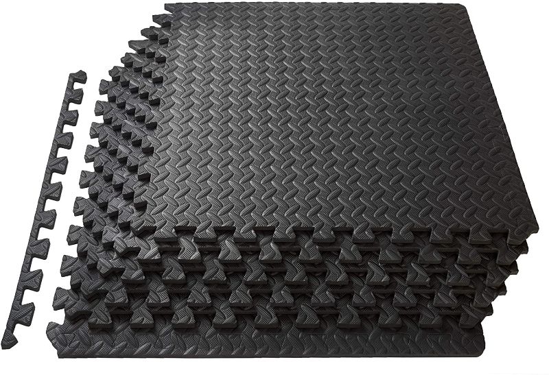 Photo 1 of ProSource Puzzle Exercise Equipment Floor Mat, Black, 24” x 24”