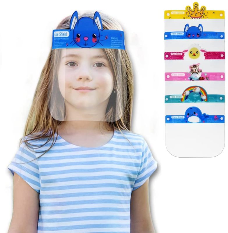 Photo 1 of 6 Qty KIDS Face Shield Face Cover with 6 Different from Each other Character Clear Visor Elastic Band & Confort Sponge x 6 qty
