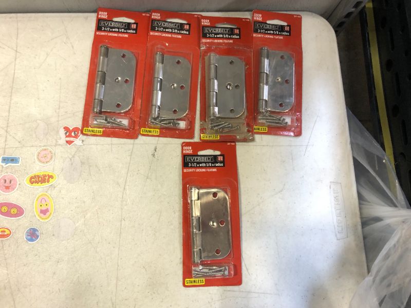 Photo 1 of 3-1/2 in. Stainless Steel 5/8 in. Radius Security Door Hinge 5 pack 
