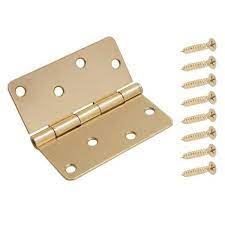 Photo 1 of 4 in. x 1/4 in. Satin Brass Radius Door Hinge 10 pack 
 