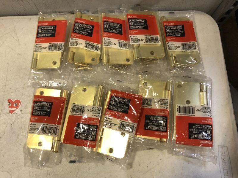 Photo 1 of 4 in. x 1/4 in. Satin Brass Radius Door Hinge 10 pack 
 