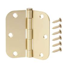 Photo 1 of 3-1/2 in. Satin Brass 5/8 in. Radius Door Hinges Value Pack (12-Pack)
