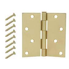 Photo 1 of 4 in. Satin Brass Square Corner Door Hinge 10 pack 
