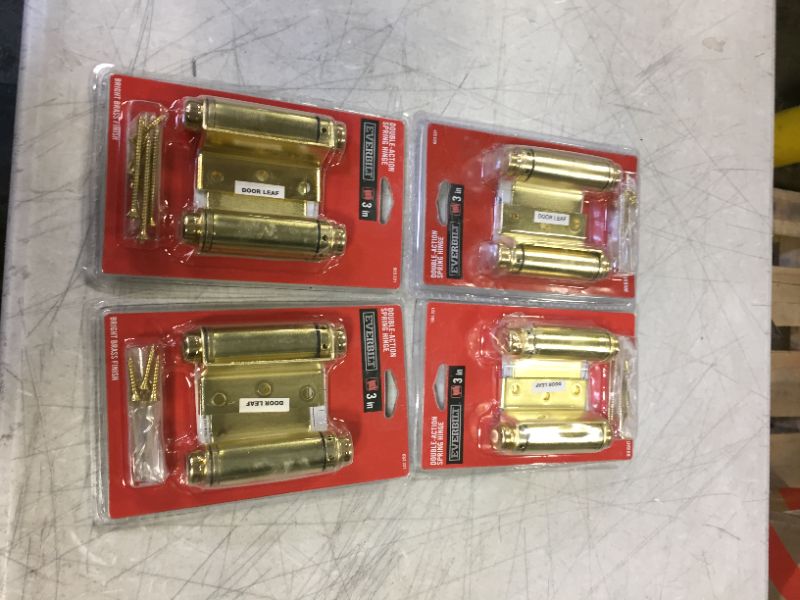 Photo 2 of 3 in. Square Bright Brass Double-Action Spring Door Hinge
4pack