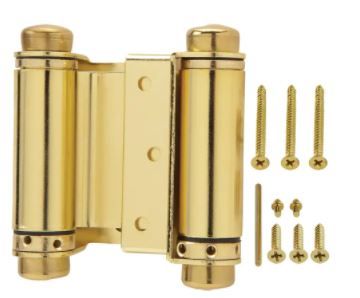 Photo 1 of 3 in. Square Bright Brass Double-Action Spring Door Hinge
4pack