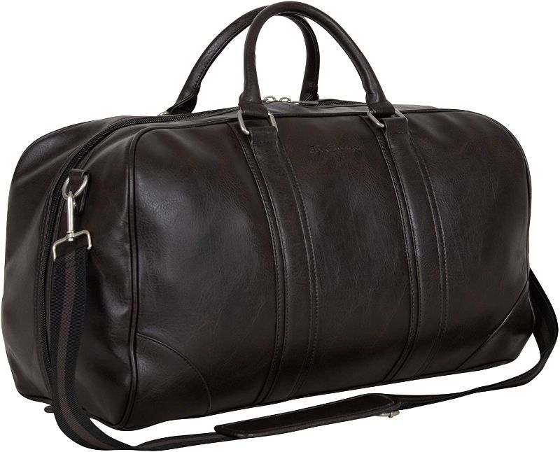 Photo 1 of Ben Sherman 20" Travel Duffel Vegan Leather Weekender Carry-On Duffle Luggage/Gym Bag for Men & Women, Brown
