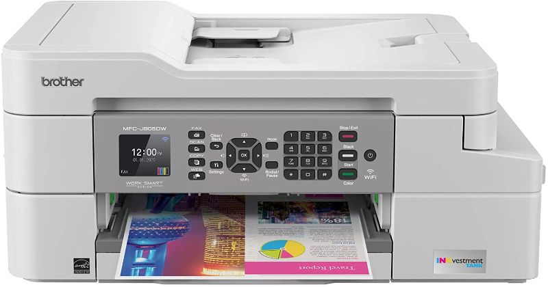 Photo 1 of Brother MFC-J805DW INKvestmentTank Color Inkjet All-in-One Printer with Mobile Device and Duplex Printing with Up To 1-Year of Ink In-box, White, One Size, Amazon Dash Replenishment Ready
