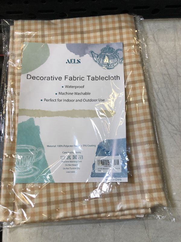 Photo 2 of AELS 60"x84" Waterproof Oil-Proof Farmhouse Tablecloths for Rectangle Table, Stain Resistant Washable Printed Table Cover, Decorative Polyester Fabric for Dining Room, Khaki Yellow Plaid,Buffalo Check