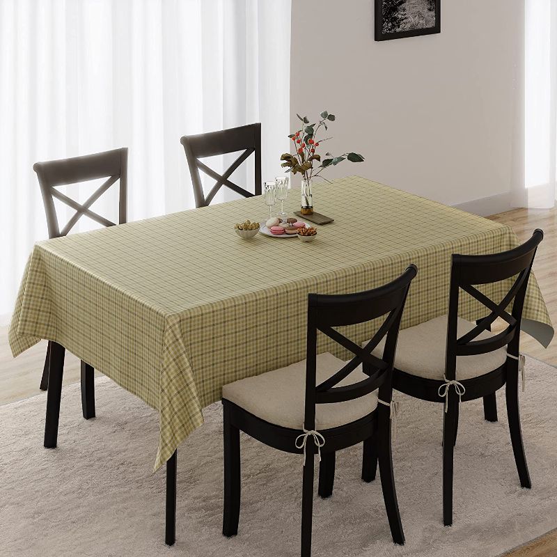 Photo 1 of AELS 60"x84" Waterproof Oil-Proof Farmhouse Tablecloths for Rectangle Table, Stain Resistant Washable Printed Table Cover, Decorative Polyester Fabric for Dining Room, Khaki Yellow Plaid,Buffalo Check
