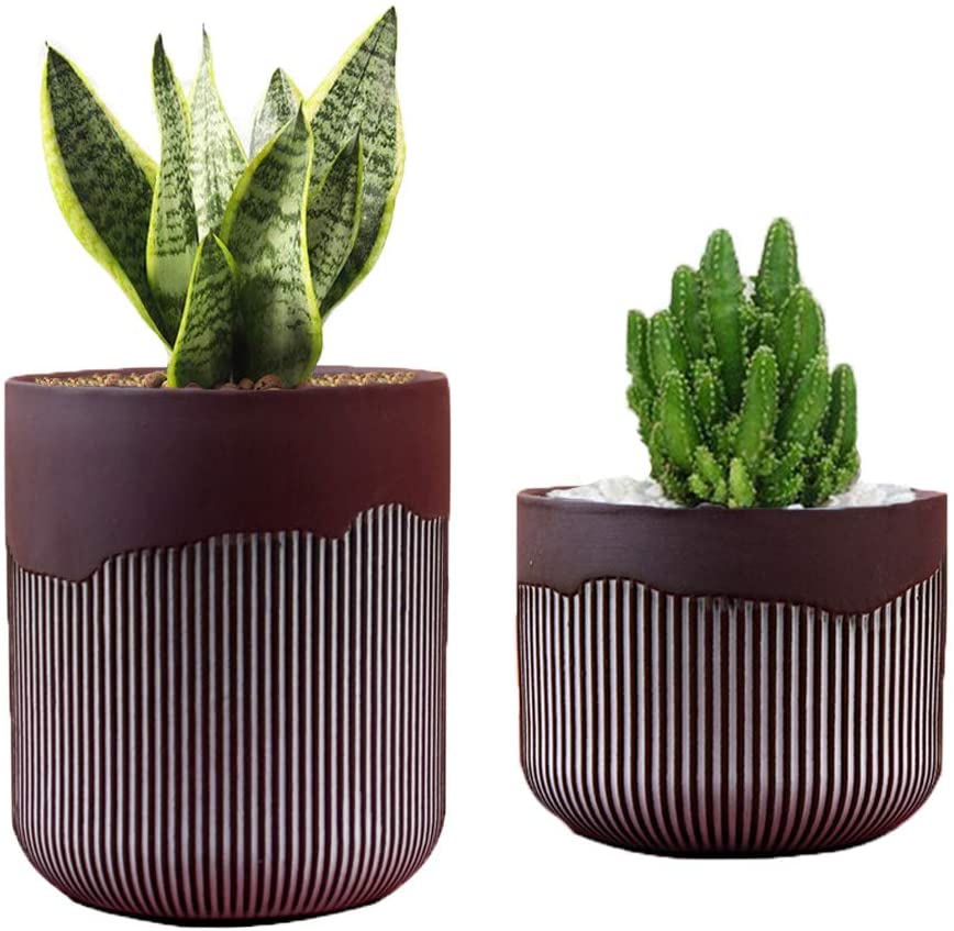 Photo 1 of Ceramic Planters for Indoor Plants Round Ceramic Flower Pot Succulent Planter 3.93in and 4.72in Indoor Plant Pot for Home Decoration
