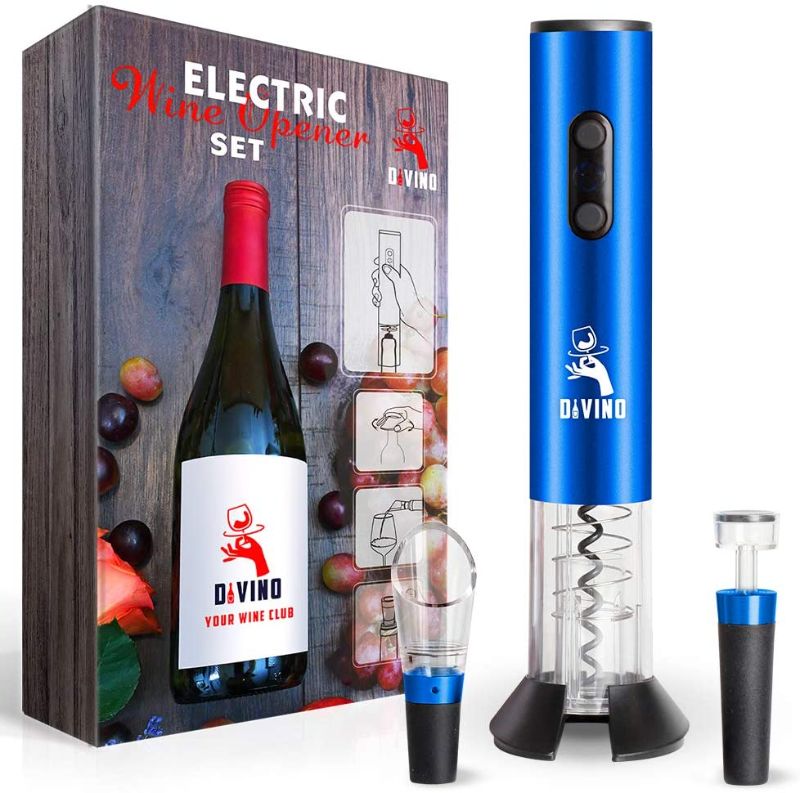 Photo 1 of Powerful Electric Wine Opener Set – Durable Automatic Wine Opener Electric Corkscrew – Battery Operated & Cordless Electric Wine Bottle Opener with Foil Cutter, Vacuum Stopper, Aerator – Wine Gift Set
