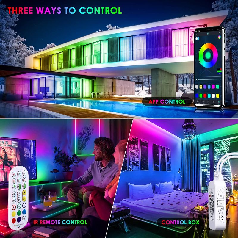 Photo 1 of LED Strip Lights, YUNLIGHTS 16.4ft RGB 5050 LED Light Strips Kit, Color Changing Rainbow LED Lights with Remote/ App Control/ Music Sync for Bedroom, Kitchen, TV Backlight, Bar, Home Decoration
