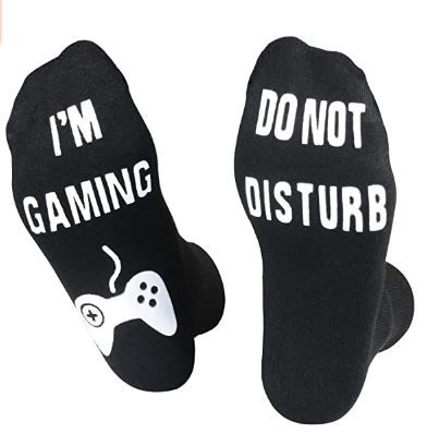 Photo 1 of Do Not Disturb Gaming Socks, Gamer Socks Funny Gifts for Teenage Boys Mens Womens Father Dad Hunband Sons Kids Game Lovers SIZE SMALL 4.7 inch from sole to the top of socks PACK OF 2
