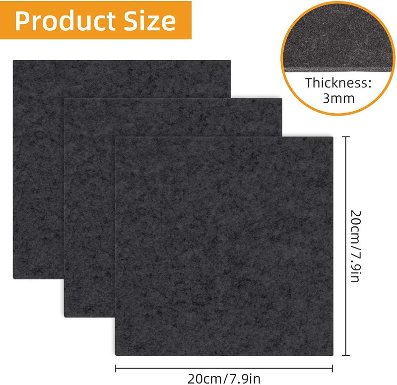 Photo 1 of  Furniture Felt Pads, 10 Piece Furniture Pads 20 * 20 cm Premium Felt Non-Slip Self Adhesive Floor Protectors Pads for Furniture Sofa Table Chair Rubber Feet, Black