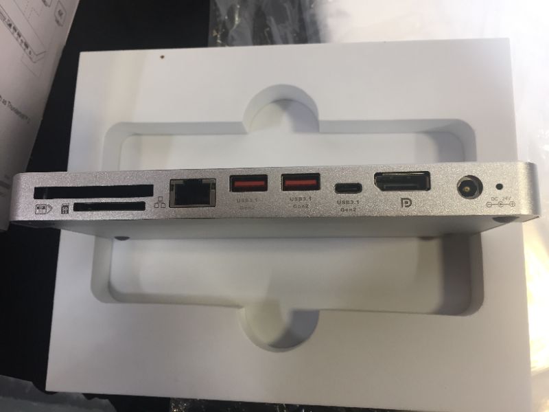 Photo 1 of LXT Thunderbolt 3 Dock-60W Charging, Dual 4K@60Hz Display, 2X Thunderbolt 3 up to 40Gb/s, DP1.4, 4X USB 3.0 Ports, SD Card Slot, Gigabit Ethernet for MacOS and Windows Laptops (Silver)
